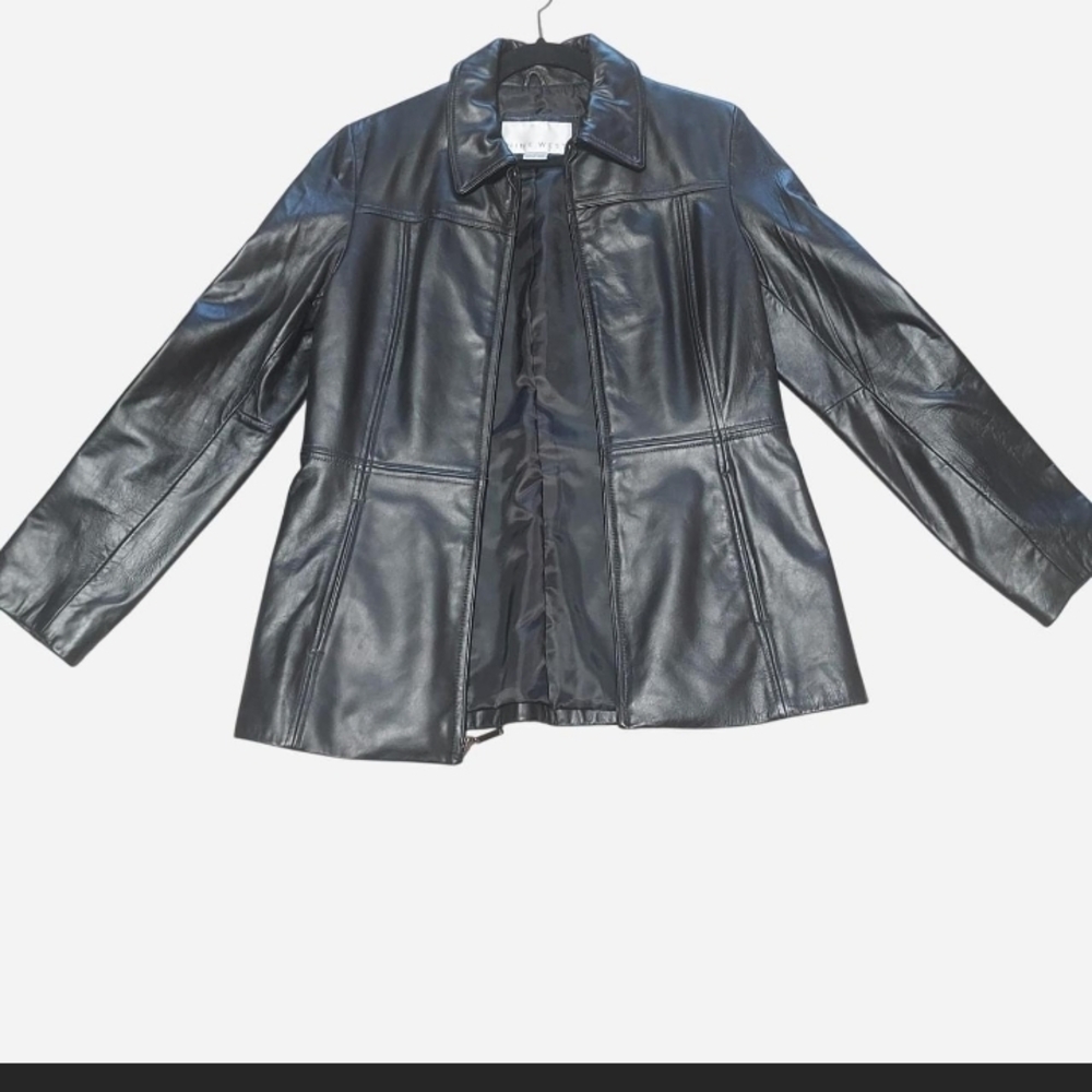 Nine WEST-Black Leather Jacket